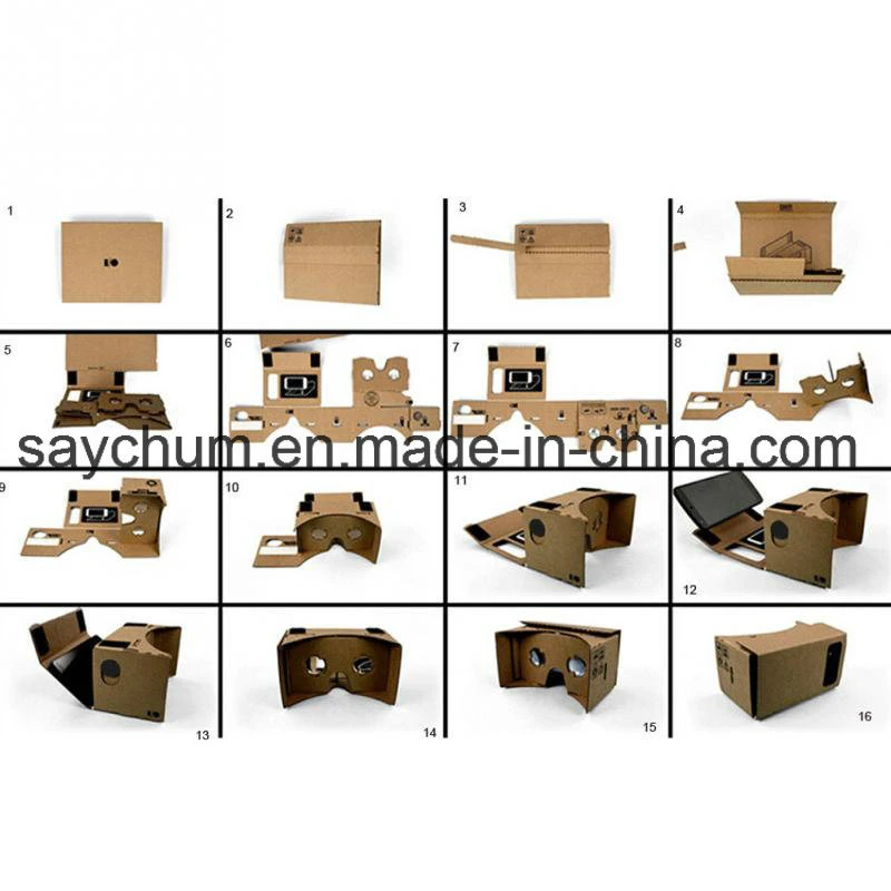 Custom Logo DIY Google Cardboard Virtual Reality Vr Mobile Phone 3D Viewing Glasses for 5.0" Screen