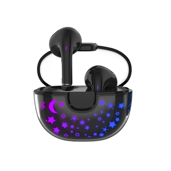 Novo fone de ouvido estéreo para jogos esportivos Bluetooth 5.1 com logotipo LED para respiração e fones de ouvido sem fio TWS